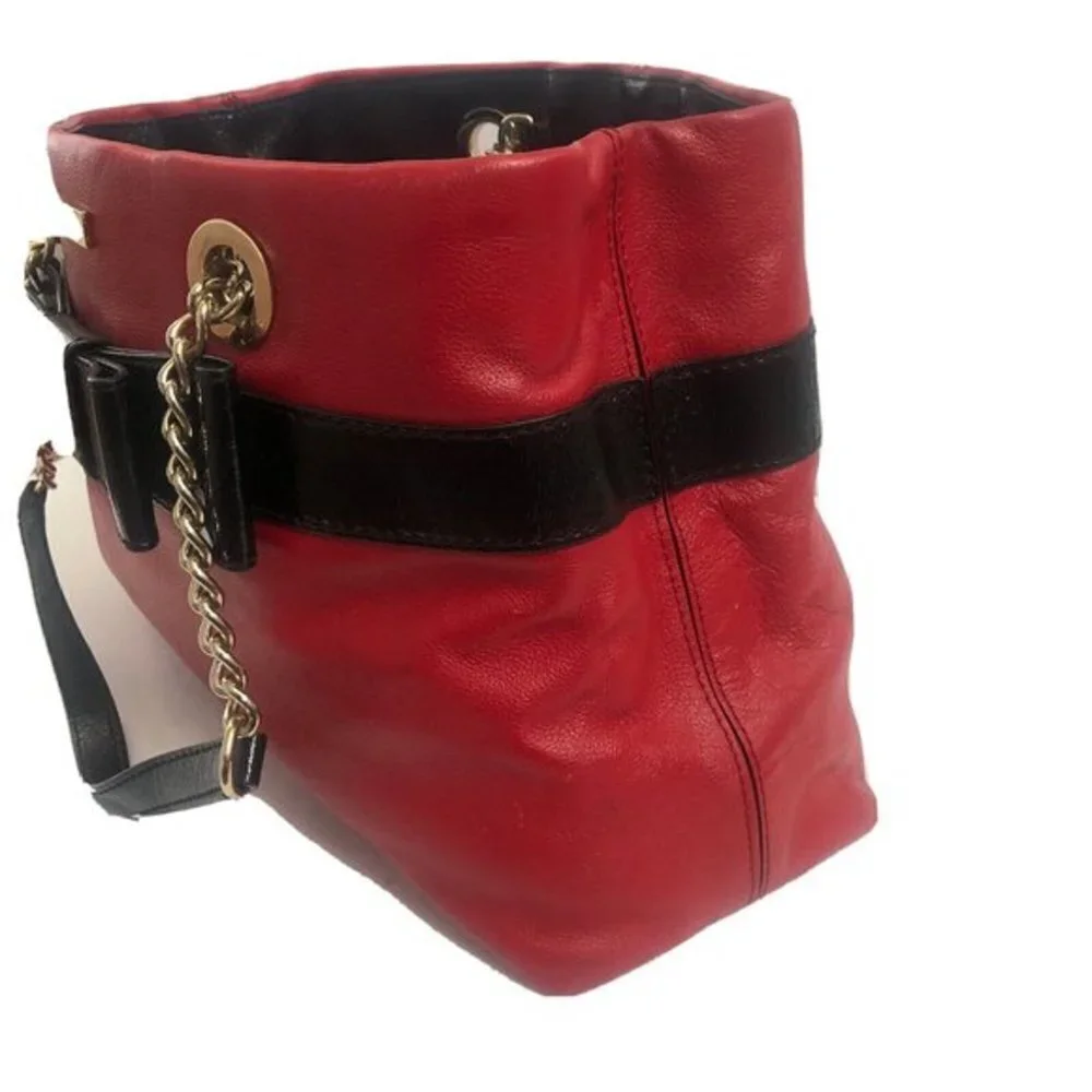 Kate Spade Handbag Satchel leather Red black with bow